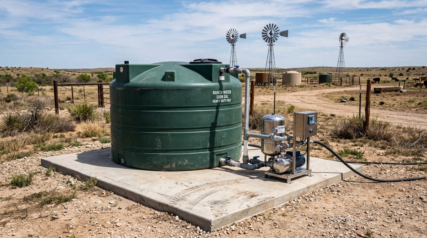 5,000-Gallon Poly Storage Cistern & VFD Booster Station